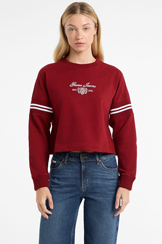 Guess Jeans Dokuma Kumaş Kadın Sweatshirt W5BQ25KCYM1 Kırmızı Guess Jeans Dokuma Kumaş Kadın Sweatshirt W5BQ25KCYM1 Kırmızı