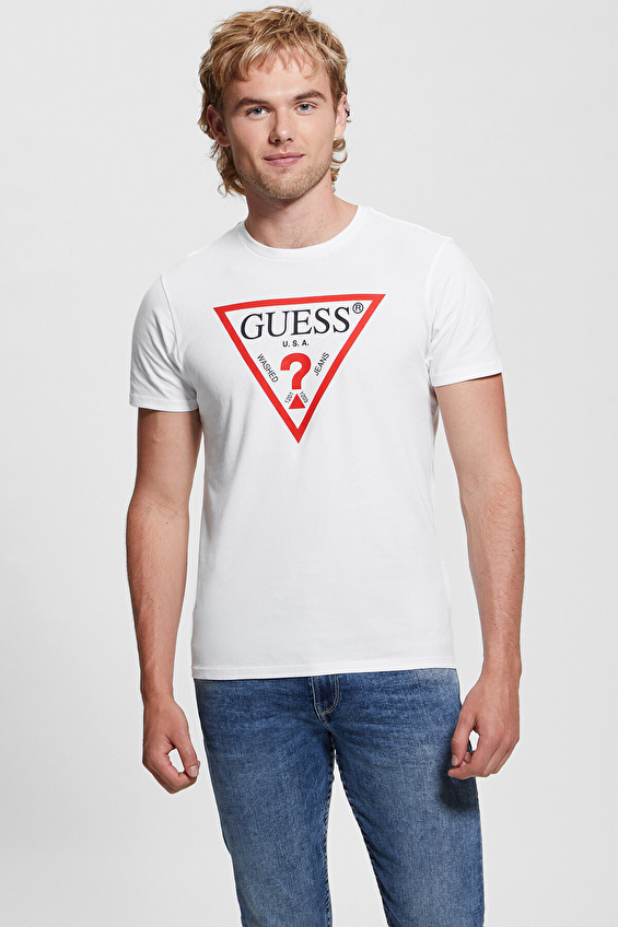 Guess Slim Fit Erkek Tişört M2GI68KBA60 Beyaz Guess Slim Fit Erkek Tişört M2GI68KBA60 Beyaz
