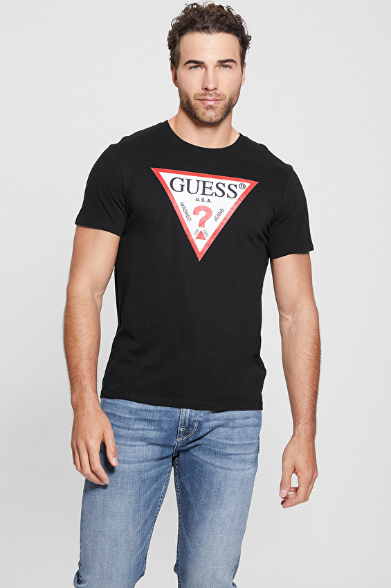 Guess Slim Fit Erkek Tişört M2GI68KBA60 Siyah Guess Slim Fit Erkek Tişört M2GI68KBA60 Siyah