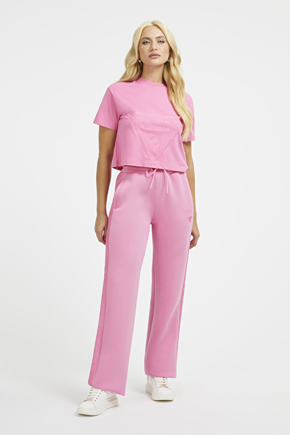 Guess Boxy Fit Örme Kumaş Kadın Tişört V2YI06K8HM0 Pembe Guess Boxy Fit Örme Kumaş Kadın Tişört V2YI06K8HM0 Pembe