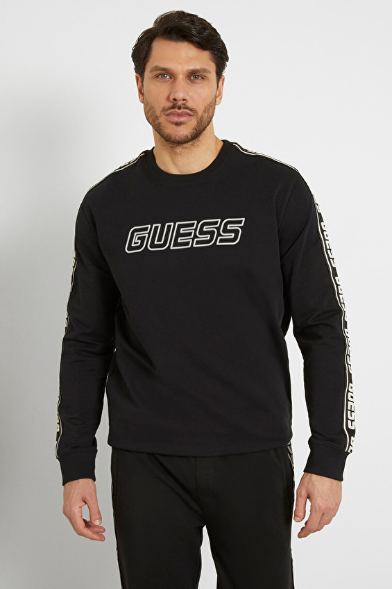 Guess Slim Fit Erkek Sweatshirt Z4GQ24K6ZS1 Siyah