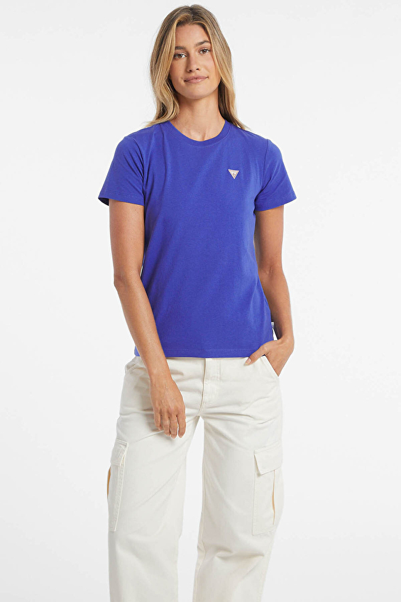 Guess Jeans Regular Fit Örme Kumaş Kadın Guess Tişört W4YI10J1314 Mavi Guess Jeans Regular Fit Örme Kumaş Kadın Guess Tişört W4YI10J1314 Mavi