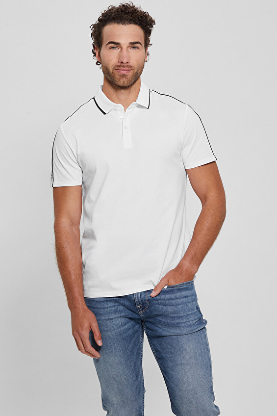 Guess Erkek Polo Yaka Tişört M4YP40KARS0 Beyaz Guess Erkek Polo Yaka Tişört M4YP40KARS0 Beyaz