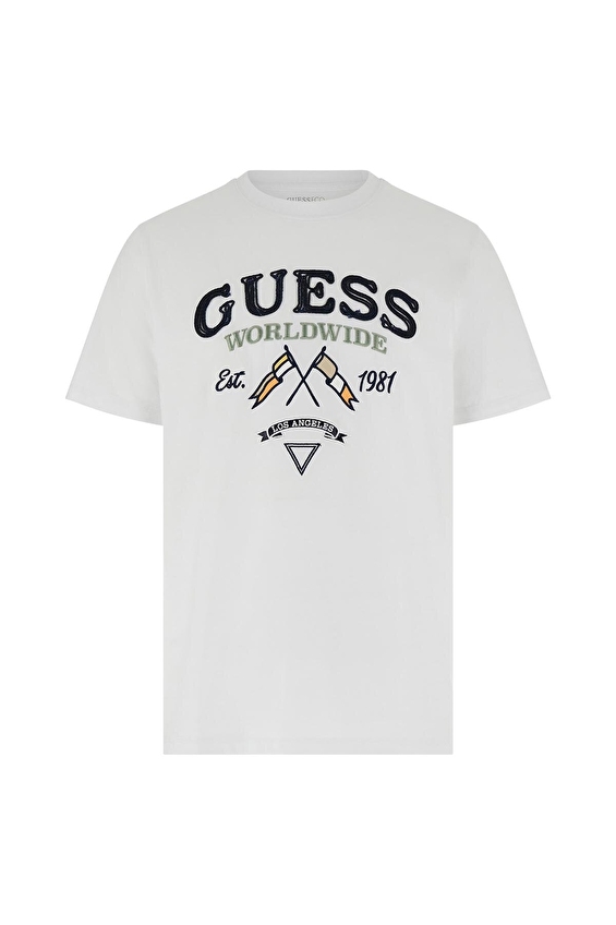 Guess Regular Fit Erkek Tişört M6GI06K2917 Beyaz