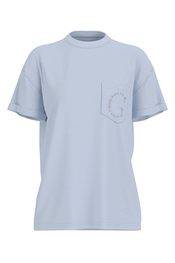 Guess Kadın Tişört W6GI17K3037 Mavi Guess Kadın Tişört W6GI17K3037 Mavi