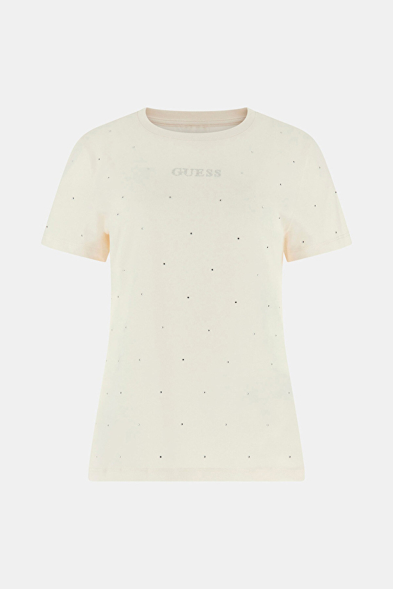 Guess Regular Fit Örme Kumaş Kadın Tişört V5RI18I3Z14 Krem