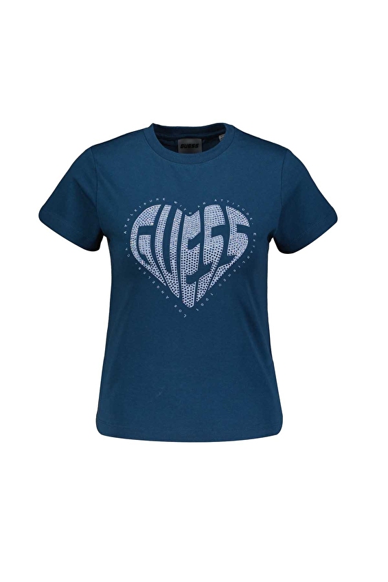 Guess Slim Fit Örme Kumaş Kadın Tişört V5RI08J1314 Mavi Guess Slim Fit Örme Kumaş Kadın Tişört V5RI08J1314 Mavi
