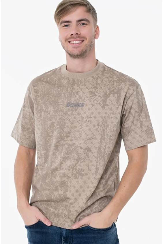 Guess Erkek Boxy Fit Tişört Z5RI16I3Z14 Bej Guess Erkek Boxy Fit Tişört Z5RI16I3Z14 Bej