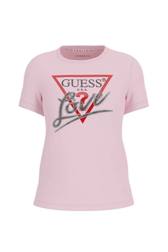 Guess Regular Fit Örme Kumaş Kadın Tişört W5RI10I3Z14 Pembe Guess Regular Fit Örme Kumaş Kadın Tişört W5RI10I3Z14 Pembe