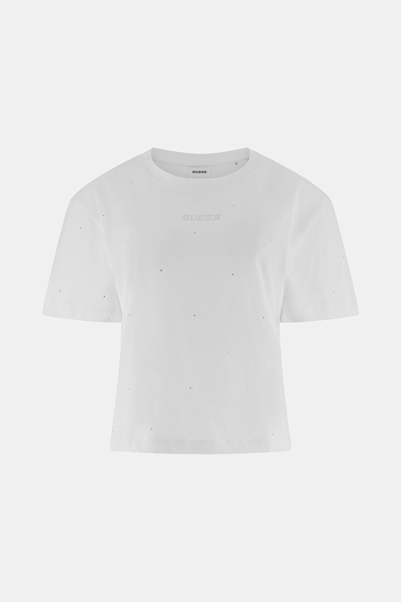 Guess Boxy Fit Örme Kumaş Kadın Tişört V5GI00I3Z14 Beyaz