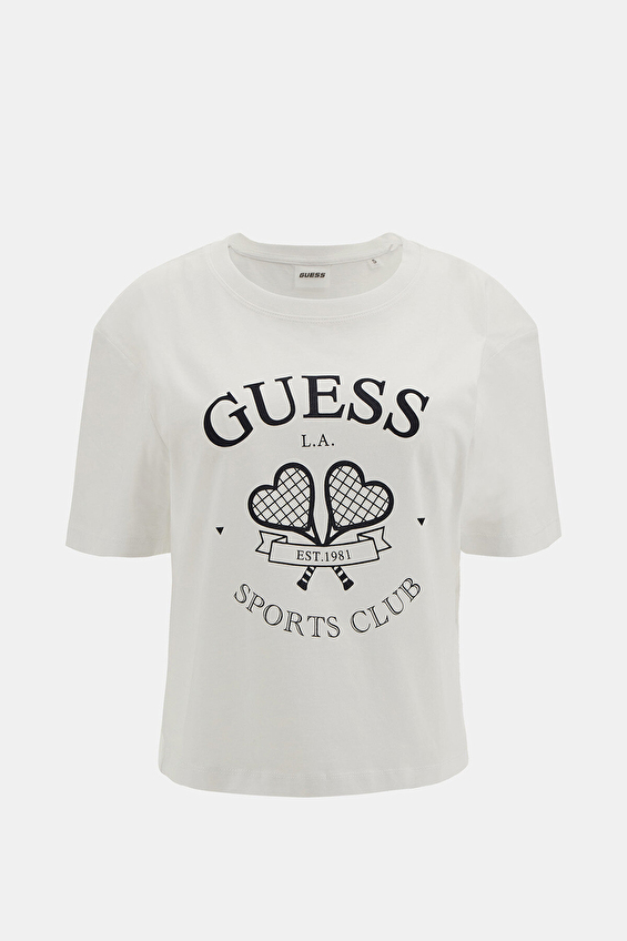 Guess Boxy Fit Örme Kumaş Kadın Tişört V5GI04I3Z14 Beyaz