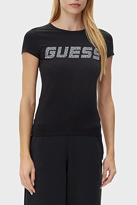 Guess Slim Fit Örme Kumaş Kadın Tişört V5GI20J1314 Siyah Guess Slim Fit Örme Kumaş Kadın Tişört V5GI20J1314 Siyah