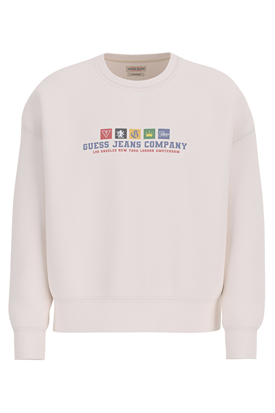 Guess Jeans Erkek Sweatshirt M5BQ23K9V31 Beyaz Guess Jeans Erkek Sweatshirt M5BQ23K9V31 Beyaz