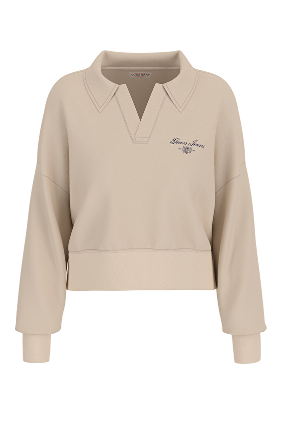 Guess Jeans Dokuma Kumaş Kadın Sweatshirt W5BQ09KC811 Bej Guess Jeans Dokuma Kumaş Kadın Sweatshirt W5BQ09KC811 Bej