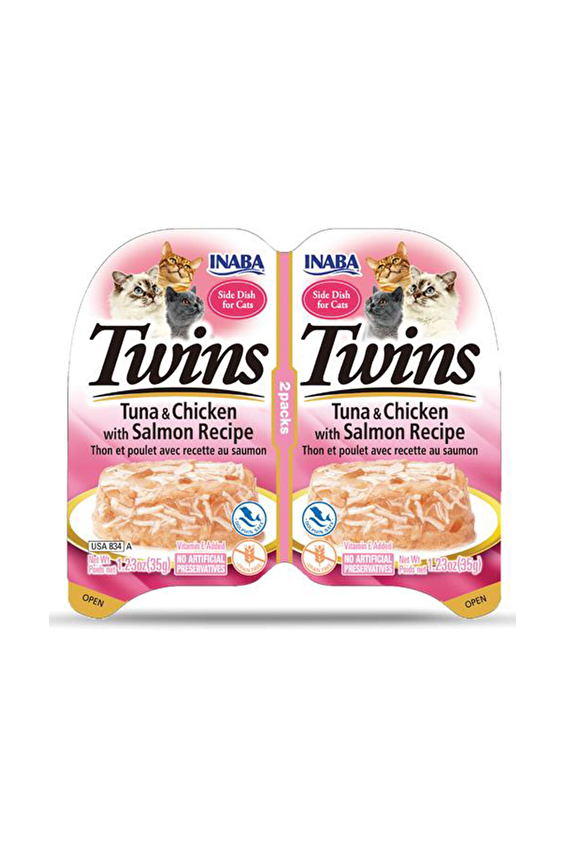 Inaba Twins Ton Balıklı, Somonlu ve Tavuklu Kedi Ödül Jölesi 2 x 35 gr