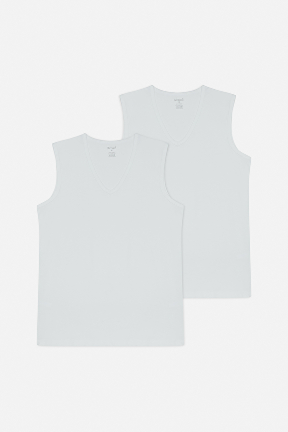 Kom V Yaka Yüksek Kaliteli Kom Kumaşı Barry Erkek 2'Li Atlet Beyaz Kom V Yaka Yüksek Kaliteli Kom Kumaşı Barry Erkek 2'Li Atlet Beyaz