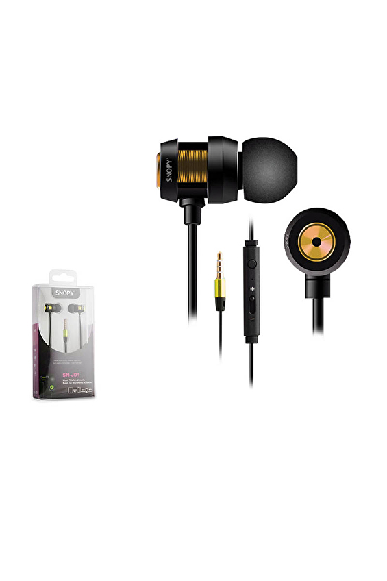 Snopy Kulaklık SNJ01 Kulak İçi Siyah Gold