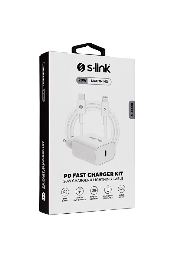 S-link SL-EC62PD 20W PD3.0/Quick Charge QC4.0 PD lightning Kablolu Hızlı Ev Şarj Adaptörü S-link SL-EC62PD 20W PD3.0/Quick Charge QC4.0 PD lightning Kablolu Hızlı Ev Şarj Adaptörü