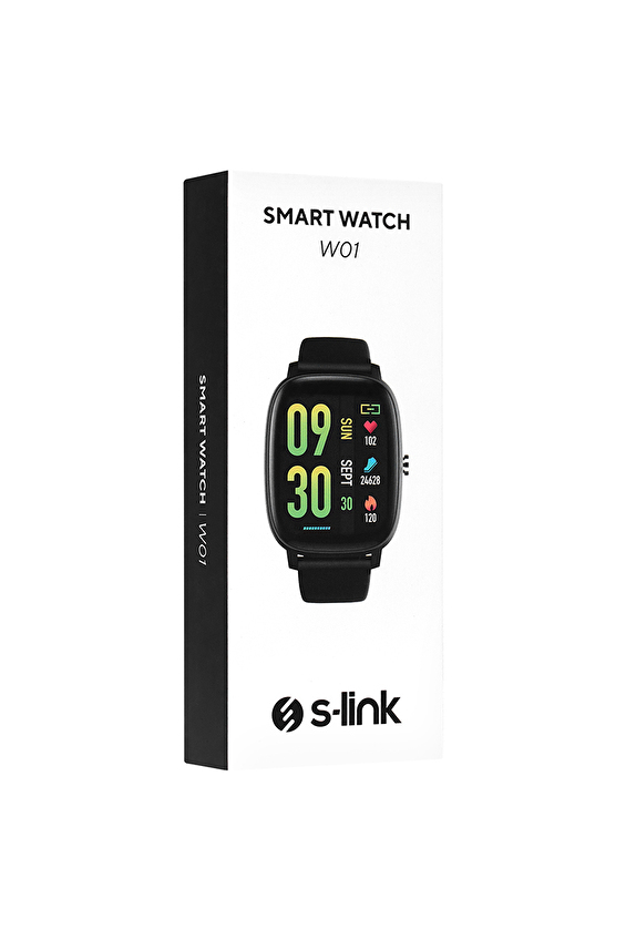 S-Link W01 DaFit Uyumlu+ Bluetooth 1.7 Ekran 200mAh Bataryalı Siyah Akıllı Saat/ Smart Watch