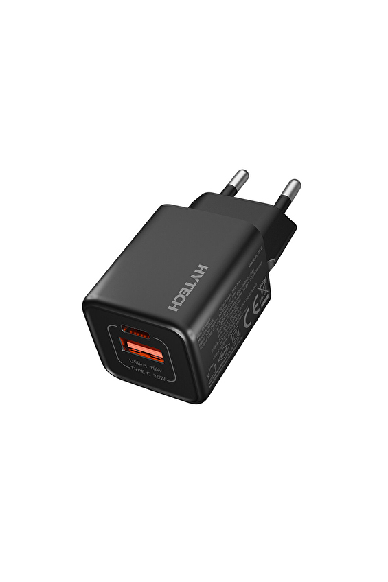 Hytech HY-XEG35 Type USB-C 35W PD + 18W USB QC 3.0 GAN PD/PPS Siyah Hızlı Ev Şarj Adaptörü Hytech HY-XEG35 Type USB-C 35W PD + 18W USB QC 3.0 GAN PD/PPS Siyah Hızlı Ev Şarj Adaptörü