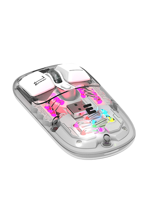 Everest SM-BT89 OPAL Şarj Edilebilir Sessiz Beyaz Transparan RGB 2in1 2BT ve 2.4GHz Kablosuz Mouse Everest SM-BT89 OPAL Şarj Edilebilir Sessiz Beyaz Transparan RGB 2in1 2BT ve 2.4GHz Kablosuz Mouse