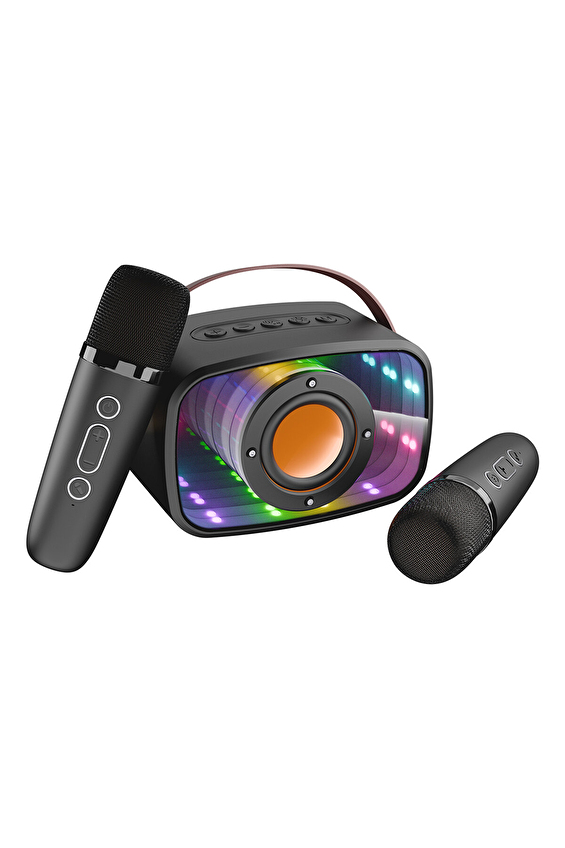 Mikado MD-57BT Endless 5W Siyah TF + USB + AUX + BT Destekli 2 Wireless Karaoke Mikrofon 1200mAh Taşınabilir Speaker Mikado MD-57BT Endless 5W Siyah TF + USB + AUX + BT Destekli 2 Wireless Karaoke Mikrofon 1200mAh Taşınabilir Speaker