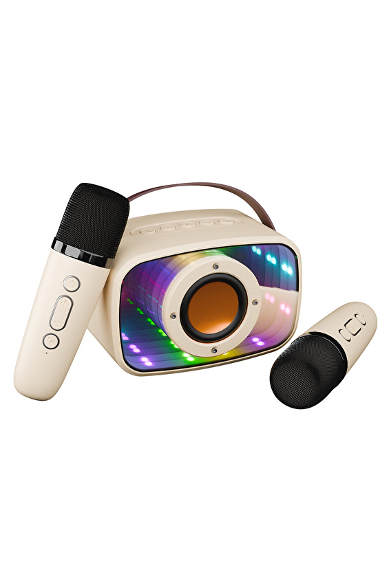 Mikado MD-57BT Endless 5W Bej TF + USB + AUX + BT Destekli 2 Wireless Karaoke Mikrofon 1200mAh Taşınabilir Speaker Mikado MD-57BT Endless 5W Bej TF + USB + AUX + BT Destekli 2 Wireless Karaoke Mikrofon 1200mAh Taşınabilir Speaker