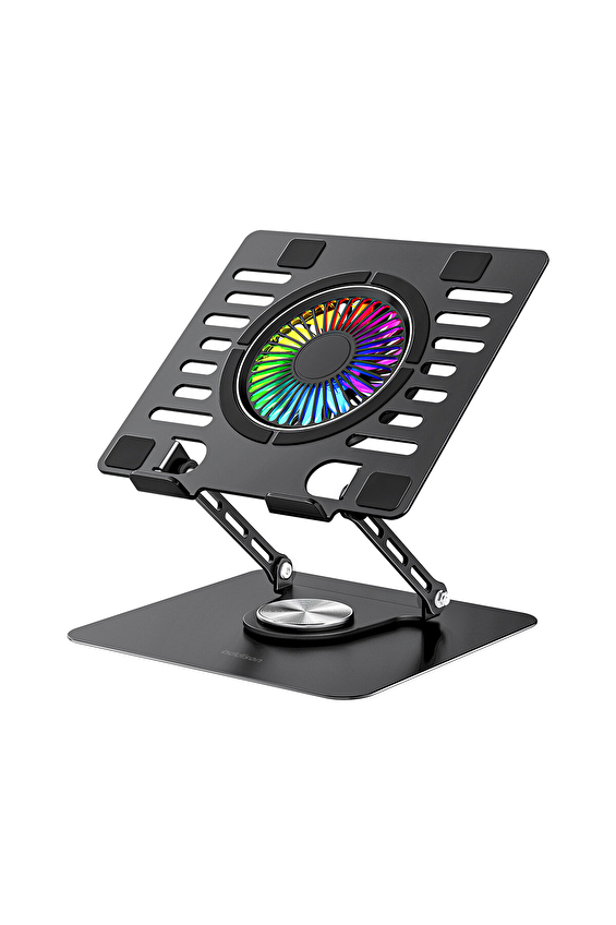 Addison AD-RC36 Steely 360 Derece Dönebilen Fanlı RGB Işıklı Ayarlanabilir Siyah Metal Laptop Stand Addison AD-RC36 Steely 360 Derece Dönebilen Fanlı RGB Işıklı Ayarlanabilir Siyah Metal Laptop Stand