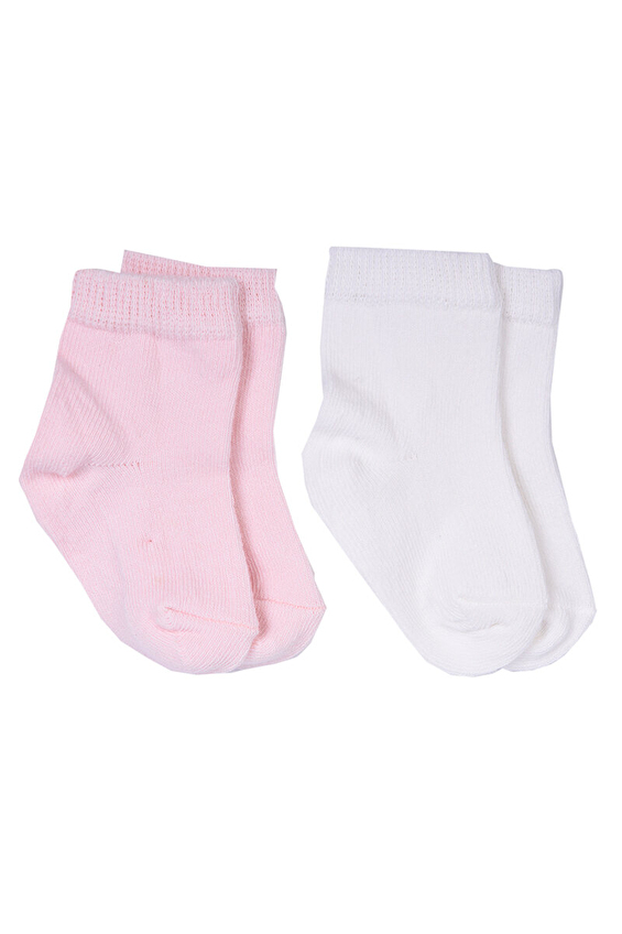 Kitikate Bebek Organik 2'li Çorap S95675 ORGANIK Beyaz/pembe