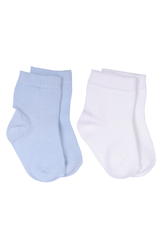 Kitikate Bebek Organik 2'li Çorap S95675 ORGANIK Beyaz/mavi