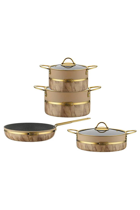 Brioni Selection Plus Granit Tencere Seti 7 Parça Krem Brioni Selection Plus Granit Tencere Seti 7 Parça Krem