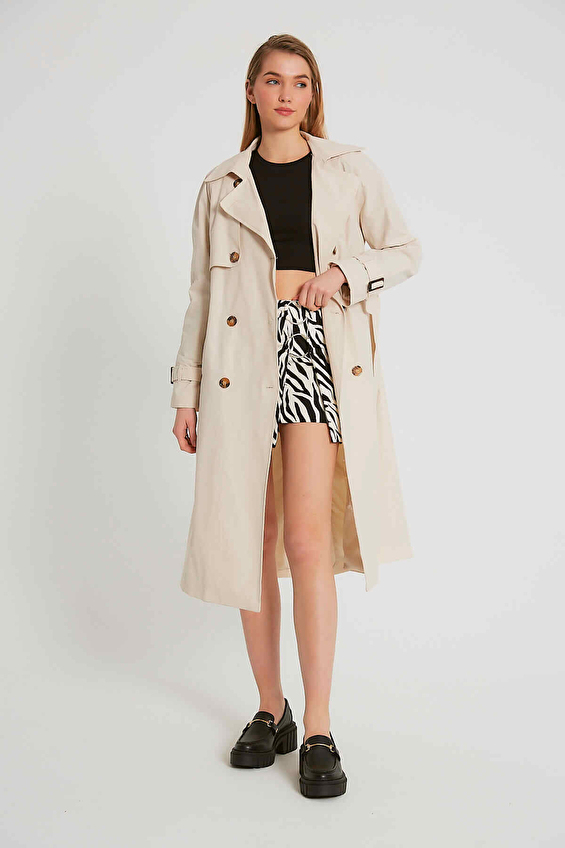 Robin Kadın Trençkot D87062 Taş Robin Kadın Trençkot D87062 Taş