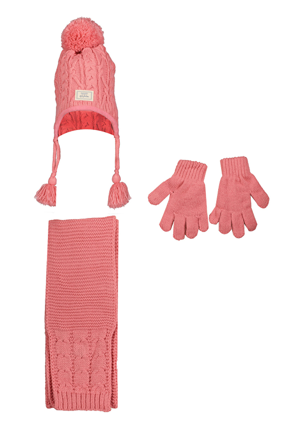 Kitti Kız Çocuk Atkı Bere Set P K23160 04PMB Koyu pembe Kitti Kız Çocuk Atkı Bere Set P K23160 04PMB Koyu pembe