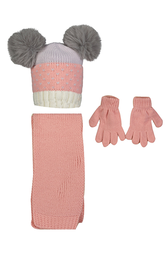 Kitti Kız Çocuk Atkı Bere Set P K23160 05PMB Açık pembe Kitti Kız Çocuk Atkı Bere Set P K23160 05PMB Açık pembe