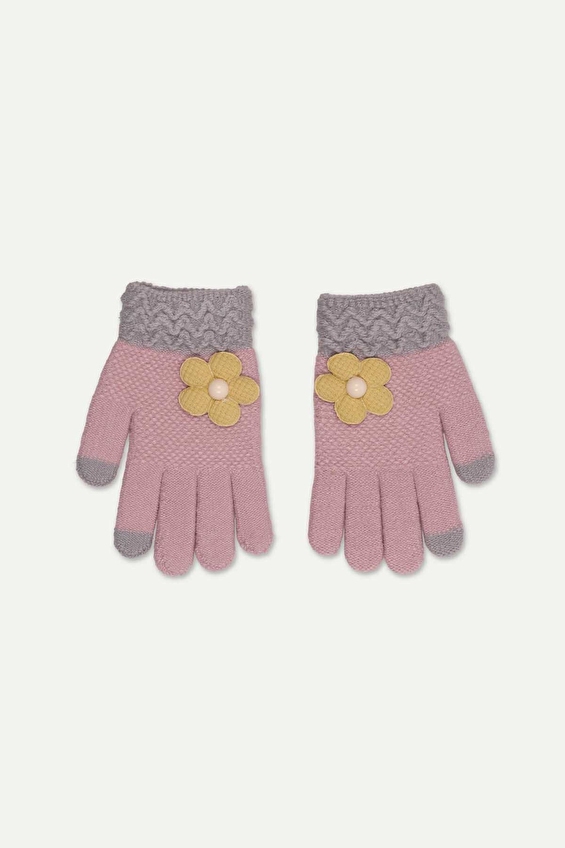 Kitti Kız Çocuk Örme Eldiven 9/12 Yaş P K25240 01 Pudra