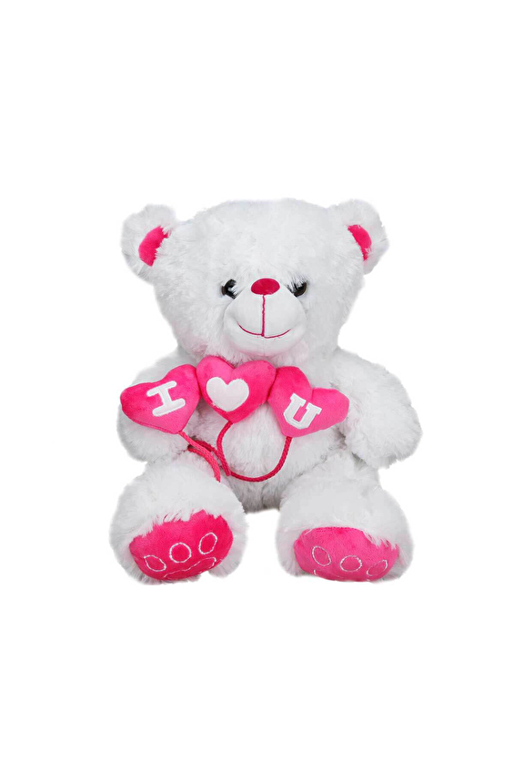 Ayı Oturan 3 Kalp Balonlu