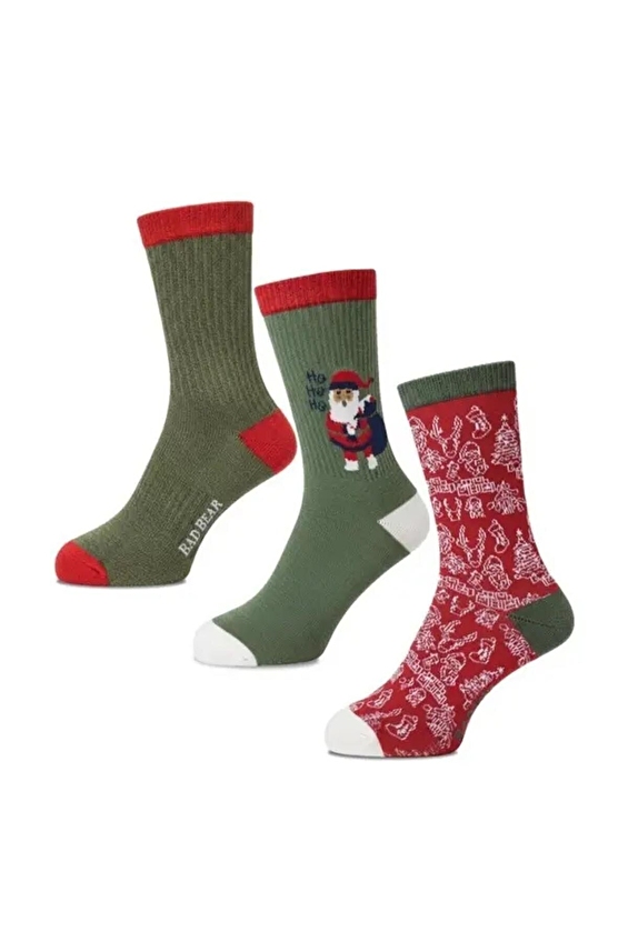Bad Bear Unisex 3'lü Çorap NOEL RNK Renkli Bad Bear Unisex 3'lü Çorap NOEL RNK Renkli