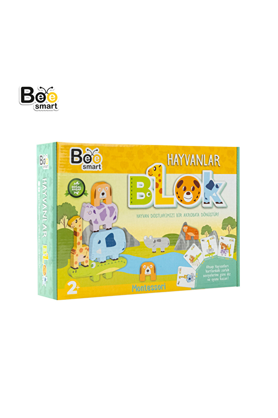 Bee Smart Doğal Ahşap Hayvan Blokları Eğitici Denge Oyunu Bee Smart Doğal Ahşap Hayvan Blokları Eğitici Denge Oyunu