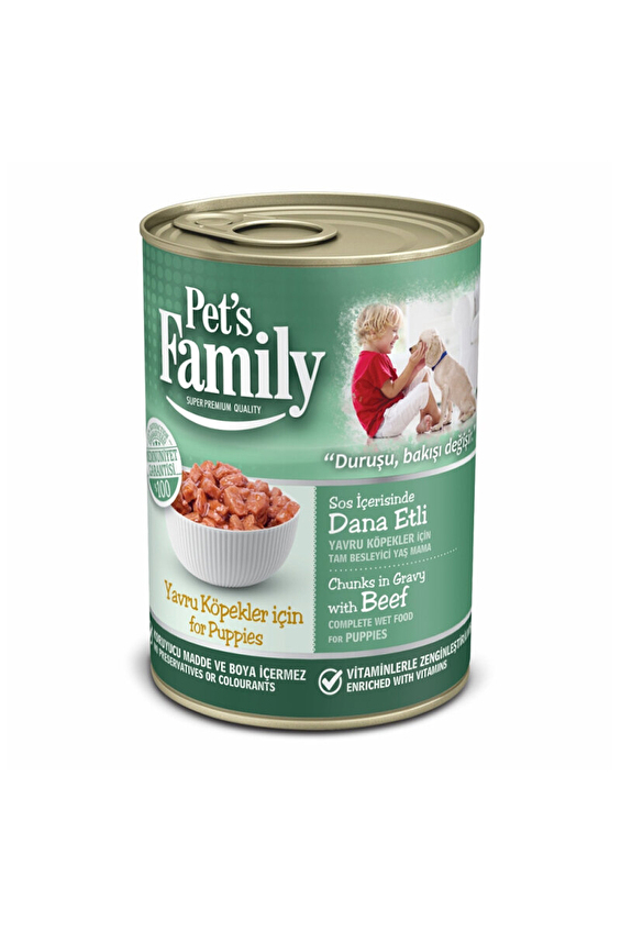 Pets Family Konserve Yavru Köpek Dana Etli 400g