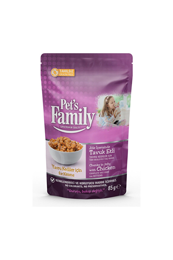 Pets Family Pouch Yavru Kedi Tavuklu Jöleli 85g