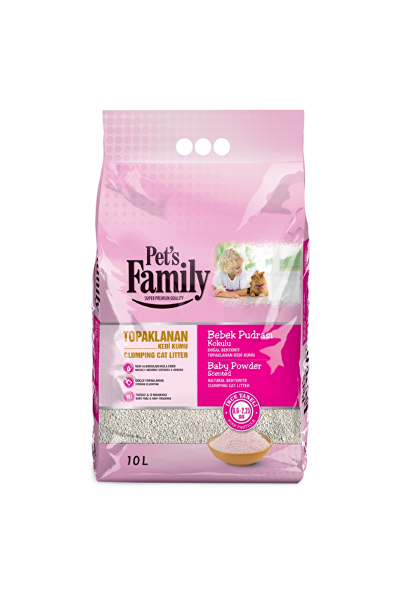 Pets Family Kedi Kumu Bebek Pudrası İnce Bentonit 10 L