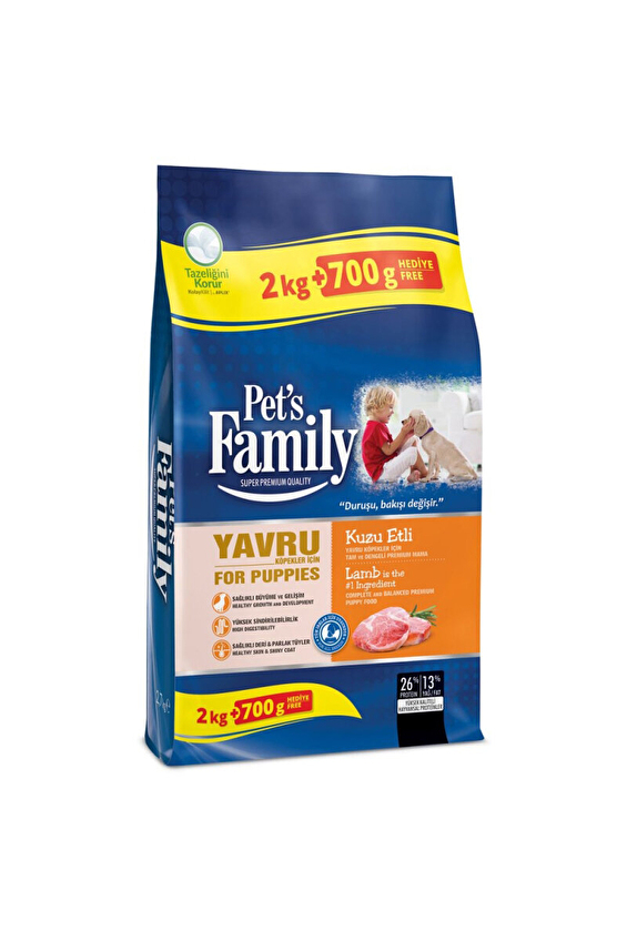 Pets Family Yavru Köpek Maması Kuzu Etli 2000+700g