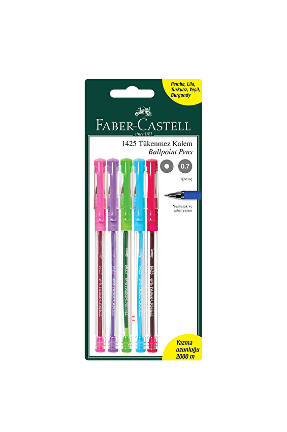 Faber Castell 5'li 1425 Renkli Tükenmez Kalem