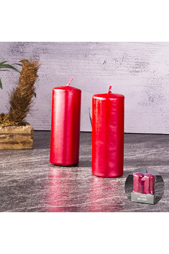 Tohana Metalik Kırmızı Mum 2'li 10x4 cm