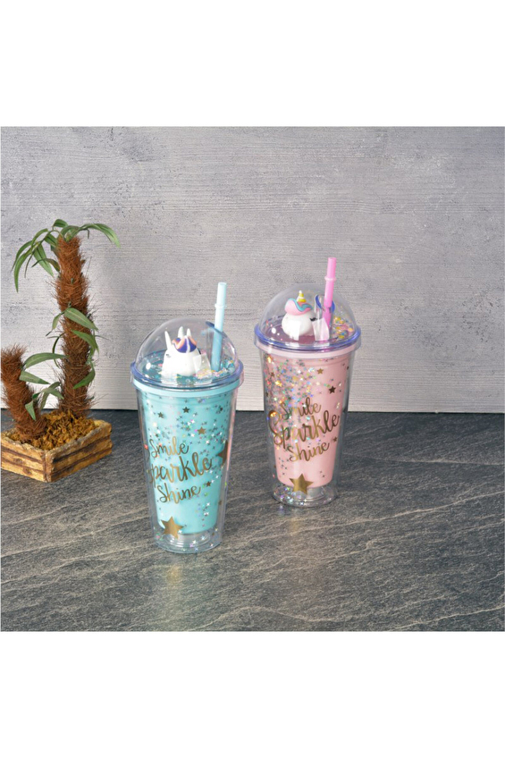 Tohana Polikarbon Çift Cidarlı Pipetli Bardak Köpüklü 450 cc