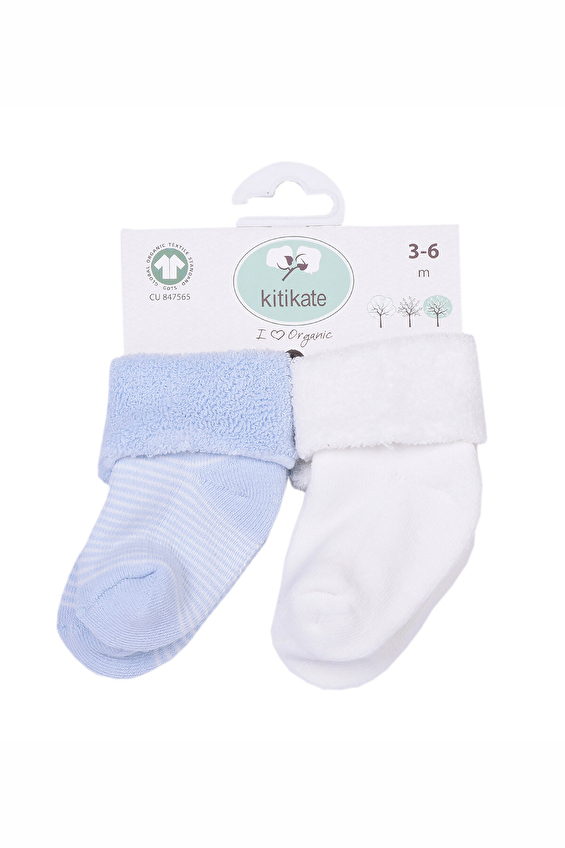 Kitikate Bebek Organik Çorap 2'li S60898 Mavi/ekru Kitikate Bebek Organik Çorap 2'li S60898 Mavi/ekru