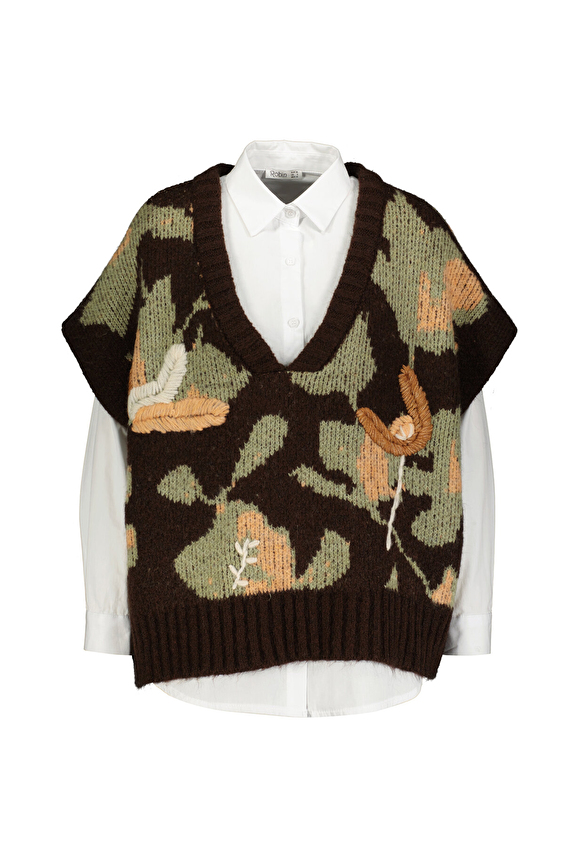 Robin Kadın Gömlek Süveter T93733 Kahverengi Robin Kadın Gömlek Süveter T93733 Kahverengi