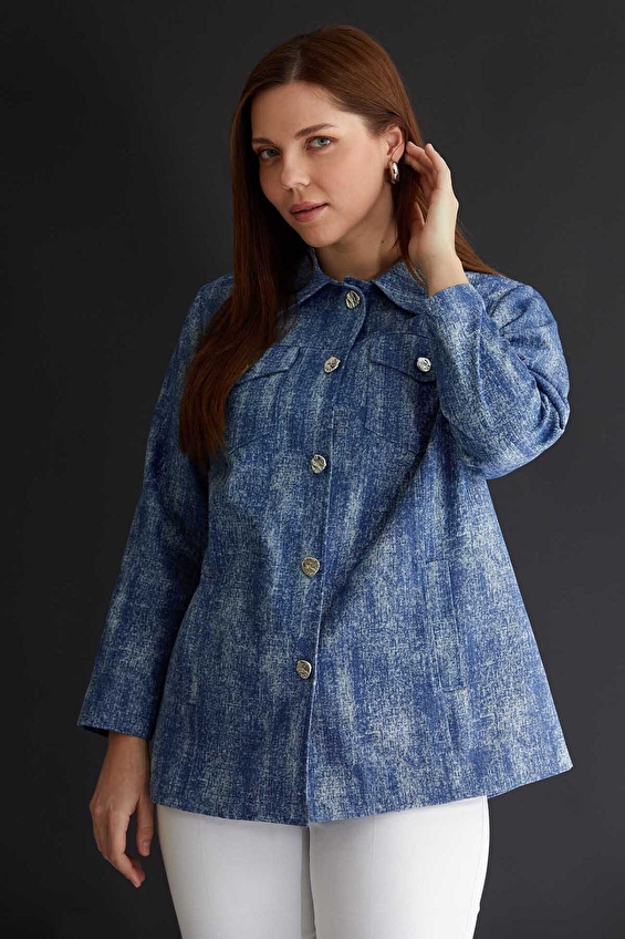 Selen Kadın Büyük Beden Ceket 24YSL1341 Indıgo Selen Kadın Büyük Beden Ceket 24YSL1341 Indıgo