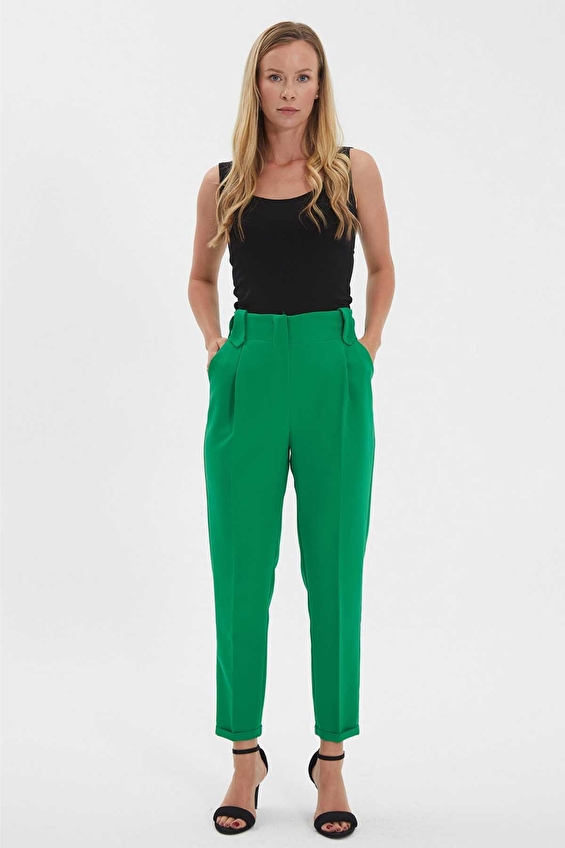 Selen Standart Fit Duble Paça Fermuarlı Normal Bel Kadın Pantolon 24YSL5204 Yeşil Selen Standart Fit Duble Paça Fermuarlı Normal Bel Kadın Pantolon 24YSL5204 Yeşil