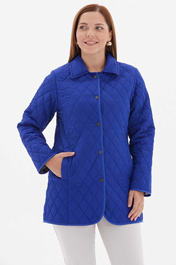 Selen Kadın Büyük Beden Mont 24KSL6110 Saks Selen Kadın Büyük Beden Mont 24KSL6110 Saks